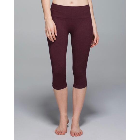 Lululemon In The Flow Crop II Heathered Bordeaux Drama burgundy red seamless - Picture 3 of 9